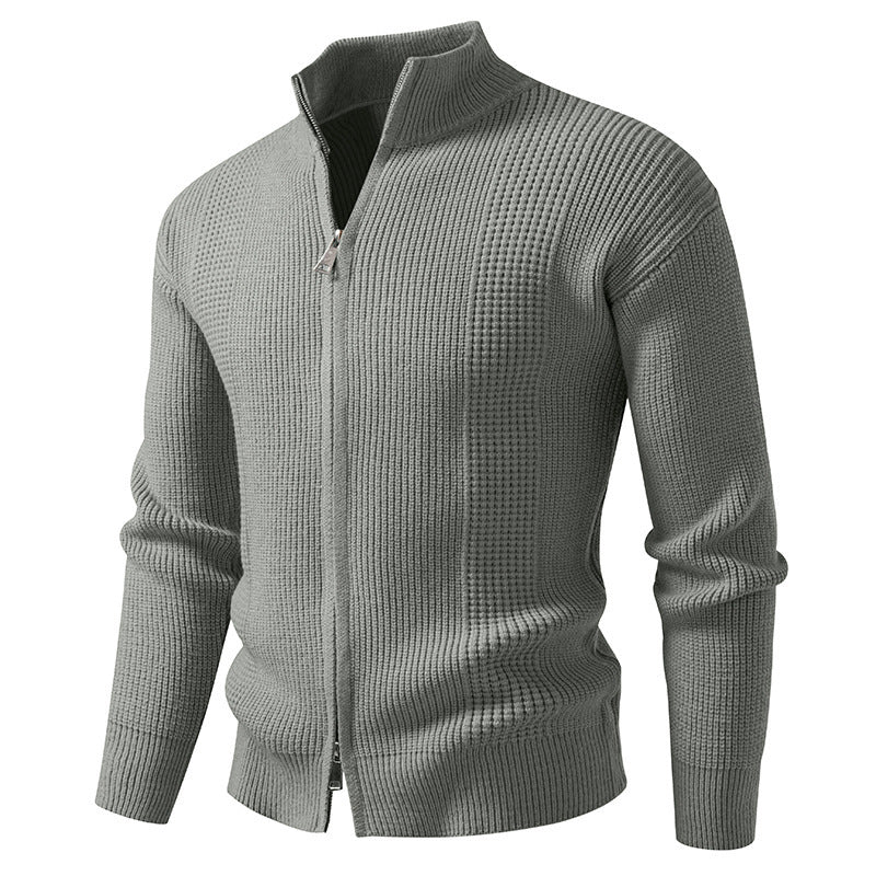 Herren Strickjacke Hochkragen Modern mit Reißverschluss