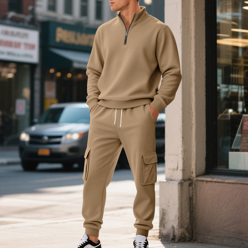 Herren Sweatshirt Set mit Cargo-Hose Grau Sportlich