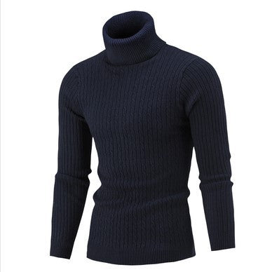 Herren Rollkragenpullover Zopfmuster Eleganz Schwarz