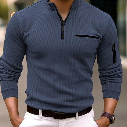 Herren Sportshirt Langarm Zip Modern Sportlich
