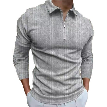 Herren Langarmshirt Sportlich Mit Stehkragen Modern