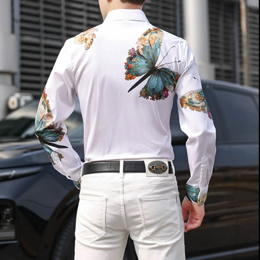 Herren Hemd Langarm Elegant Flora Berlin Style