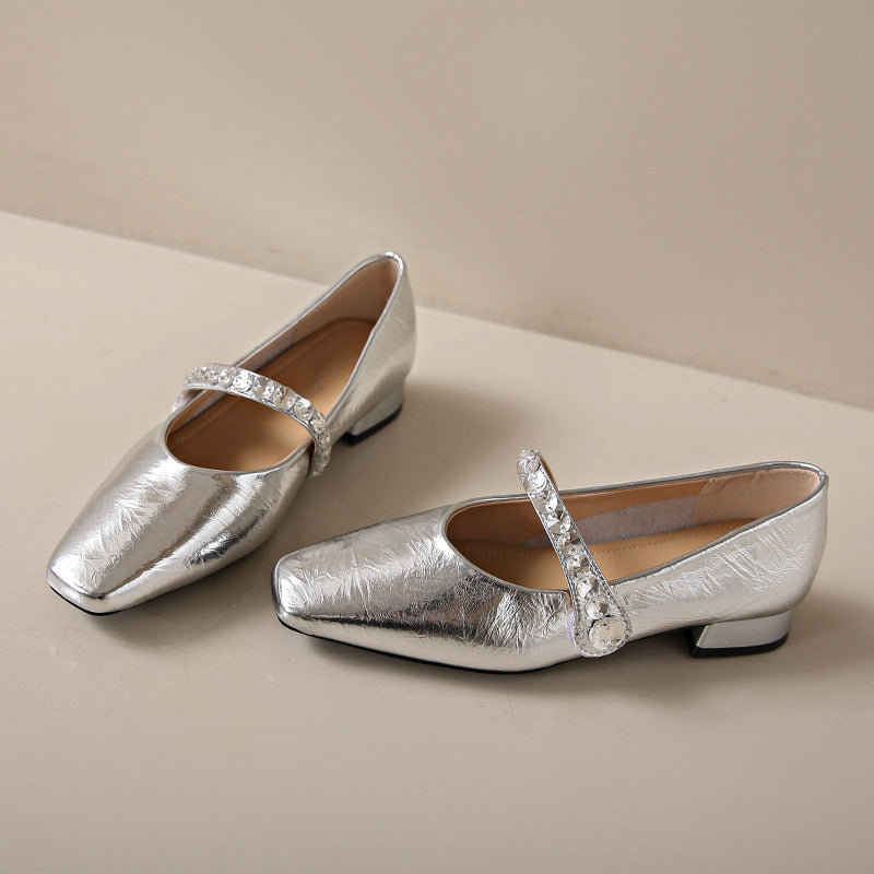 Damen Schuhe Mary Jane Elegante Schmuck Applikationen - BerlinGlamour