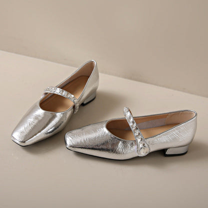 Damen Schuhe Mary Jane Elegante Schmuck Applikationen - BerlinGlamour