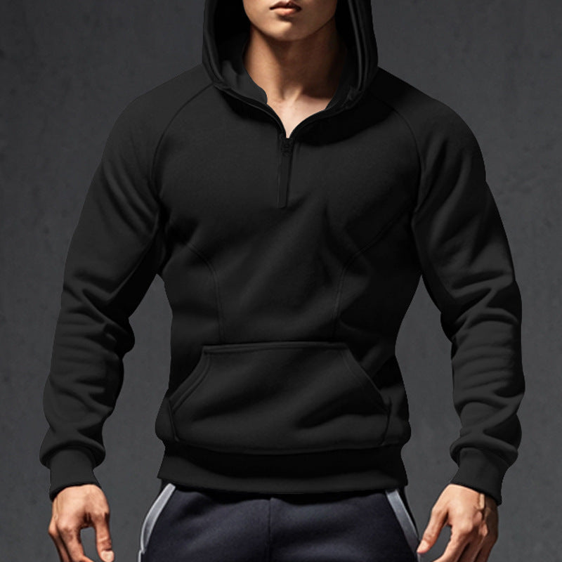 Herren Hoodie Sportlich Halbzipp Reißverschluss