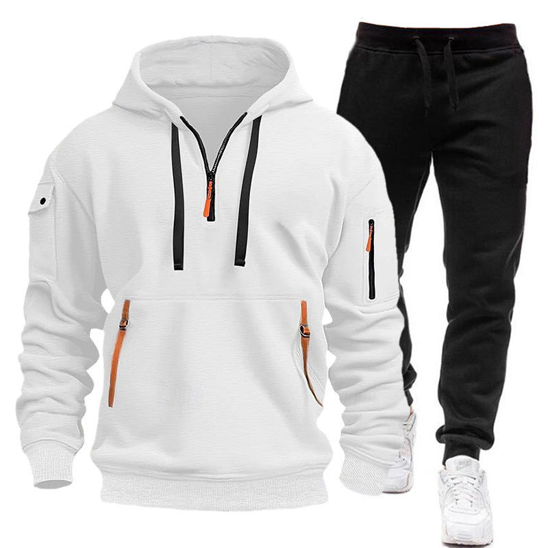 Herren Hoodie Kurz Reißverschluss Taschen Modern