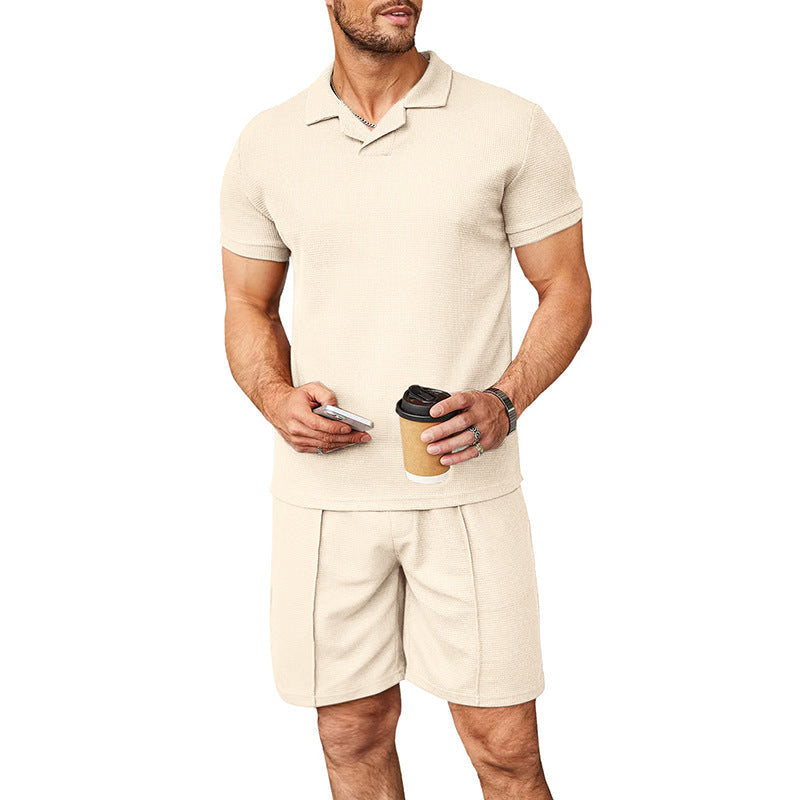 Herren Sportset Kurzarm Kontrastkragen Modern