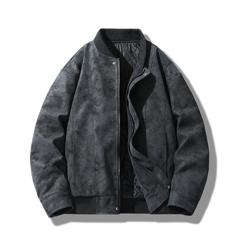 Herren Lederjacke Modisch mit Innenfutter Schwarz