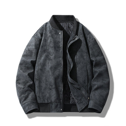 Herren Lederjacke Modisch mit Innenfutter Schwarz