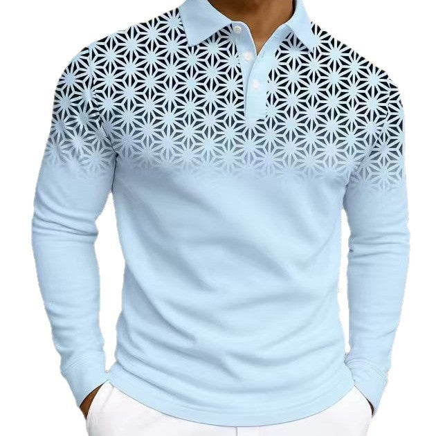 Herren Polohemd Langarm Modern Geometrische Muster