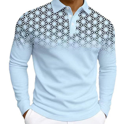 Herren Polohemd Langarm Modern Geometrische Muster