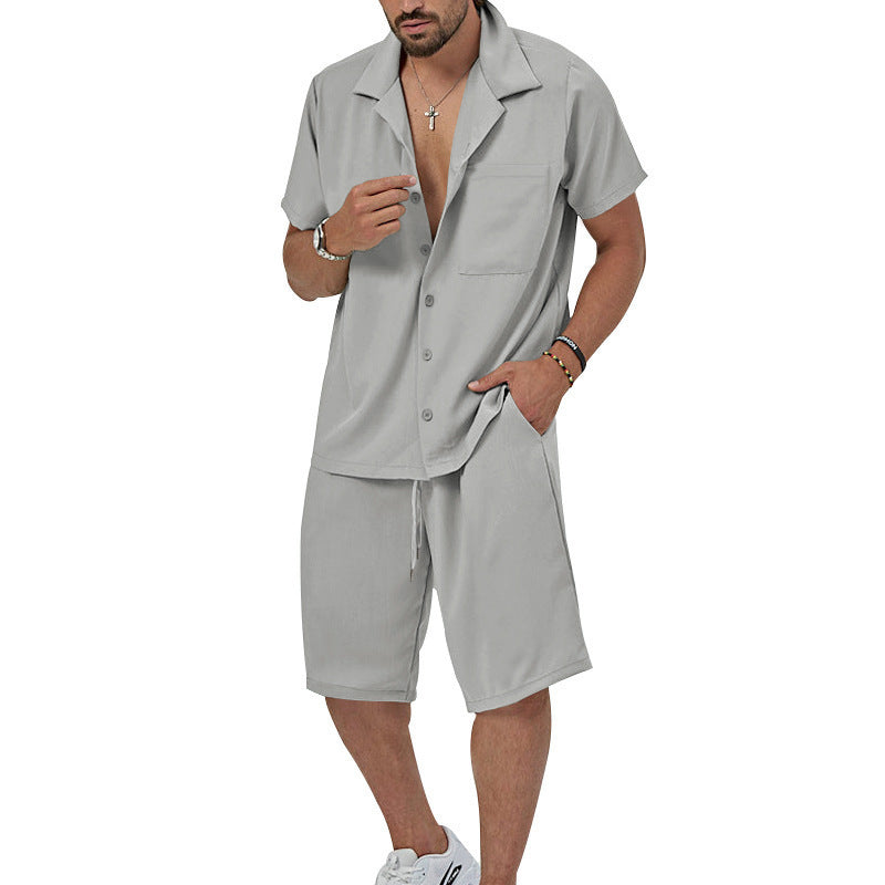 Herren Freizeit-Set Kurzarmhemd lässige Shorts Sommerlich
