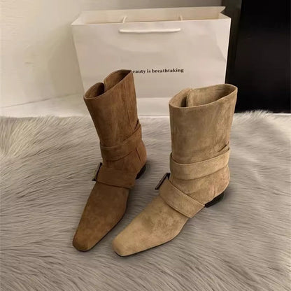 Damen Stiefeletten Wildleder Elegant Spitz