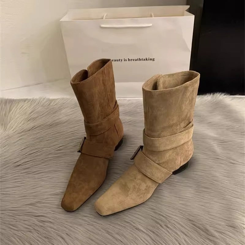 Damen Stiefeletten Schnallenverschluss Elegante Mode Schuhe