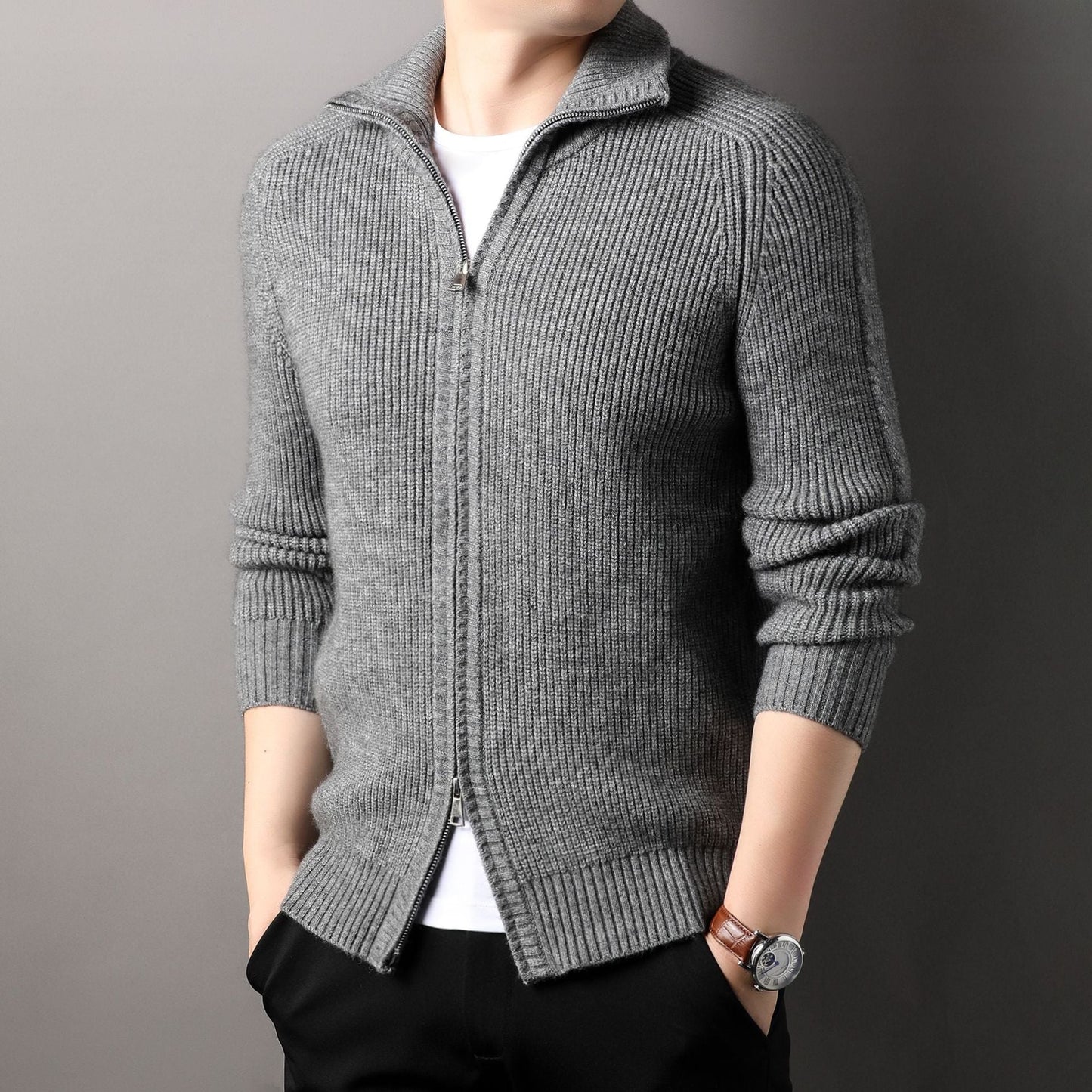 Herren Pullover Stehkragen Modern Wolle Qualität