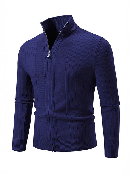 Herren Strickpullover Ripp Design Hochschließend Modern
