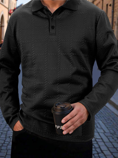 Herren Polohemd Langarm Strukturiert Modern Berlin Style - BerlinGlamour