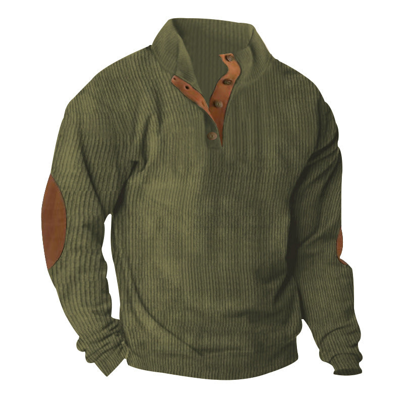 Herren Pullover Modern Leder Detail Elegante Optik