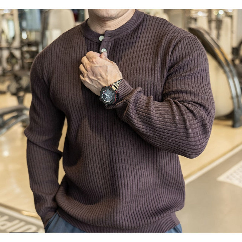 Herren Pullover Langarm mit Strickmuster Modern