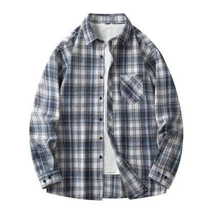 Herren Karoshirt Freizeitlich Mit Taschen Button Down Kragen
