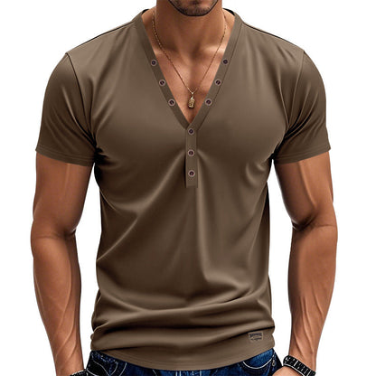 Herren Kurzarm T-Shirt V-Ausschnitt Modern