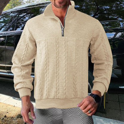 Herren Pullover Strukturiert Zip Modern Style