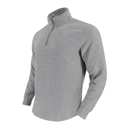 Herren Pullover Midlayer Struktur Optik Hochkragen