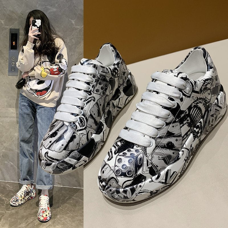 Damen Sneaker Bunt Comic Design Rutschfest