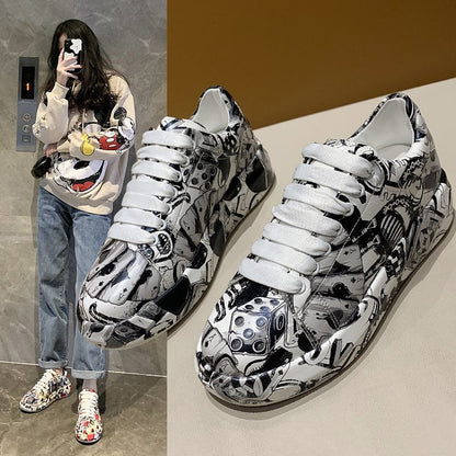 Damen Sneaker Bunt Comic Design Rutschfest