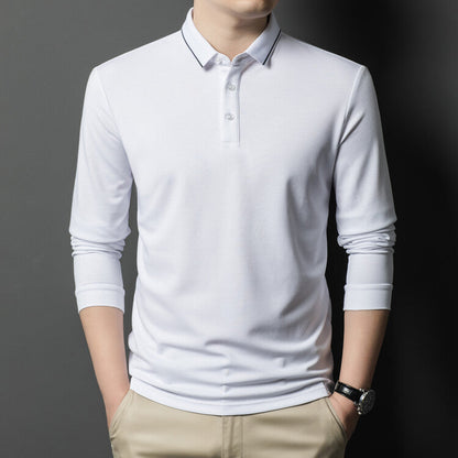 Herren Polohemd Langarm Elegantes Piqué-Hemd Modern