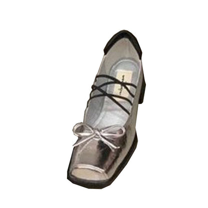 Damen Ballerinas Elegante Riemchen Schuhe Blockabsatz