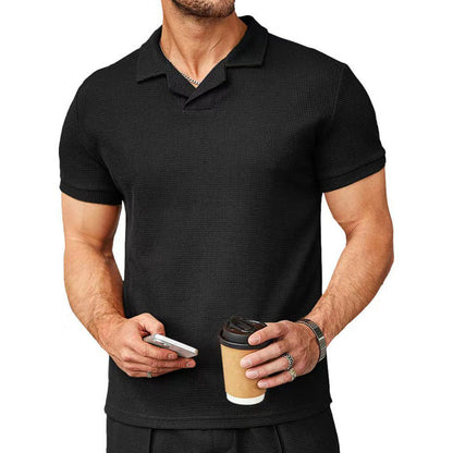 Herren Polo-Shirt Strukturiert Baumwollmix Modern