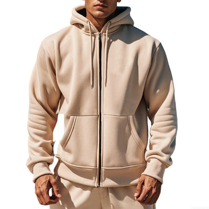 Herren Kapuzenpullover Reißverschluss Taschen Bequem