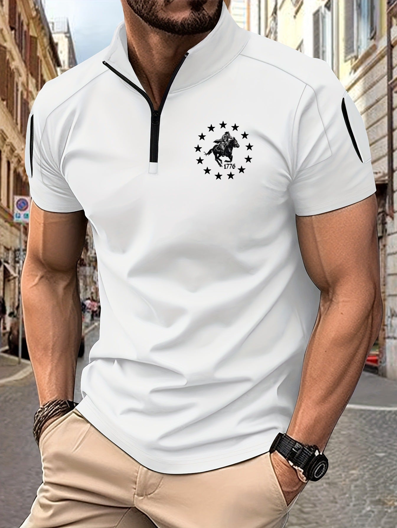 Herren Funktionsshirt Kurzarm mit Reißverschluss Modern