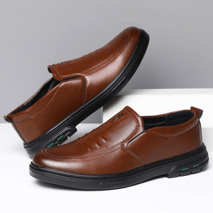 Herren Lederschuhe Bequem Slip-On Rutschfest Schwarz Modern