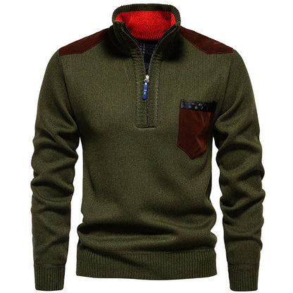 Herren Pullover Stehkragen Modern mit Taschen