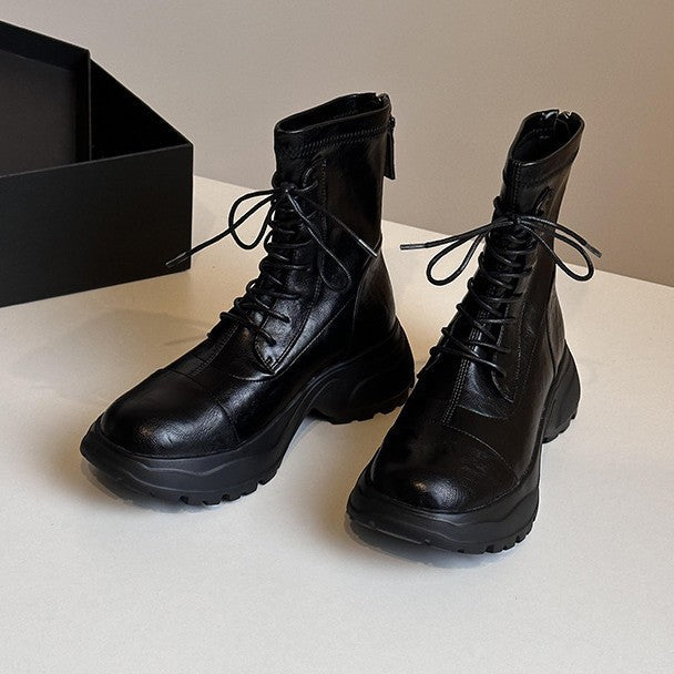 Damen Schnürstiefel Rutschfest Winterstiefel Schwarz