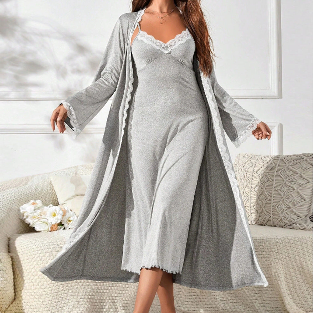 Damen Nachthemd Spitze Elegant Lang - BerlinGlamour
