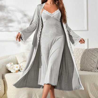 Damen Nachthemd Spitze Elegant Lang - BerlinGlamour