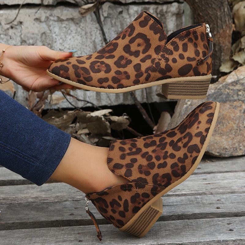 Damen Stiefeletten Mokassin Schuhe Tiermuster Komfort