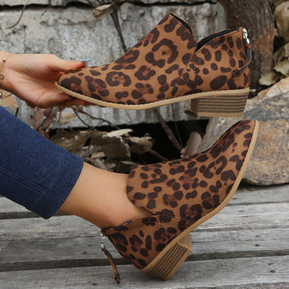 Damen Stiefeletten Mokassin Schuhe Tiermuster Komfort