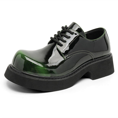 Damen Schnürschuhe Hochglänzend Dicke Sohle Modisch