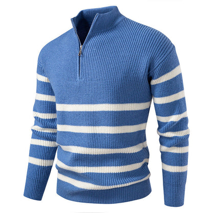 Herren Strickpullover Gestreift Modern mit Halbreißverschluss