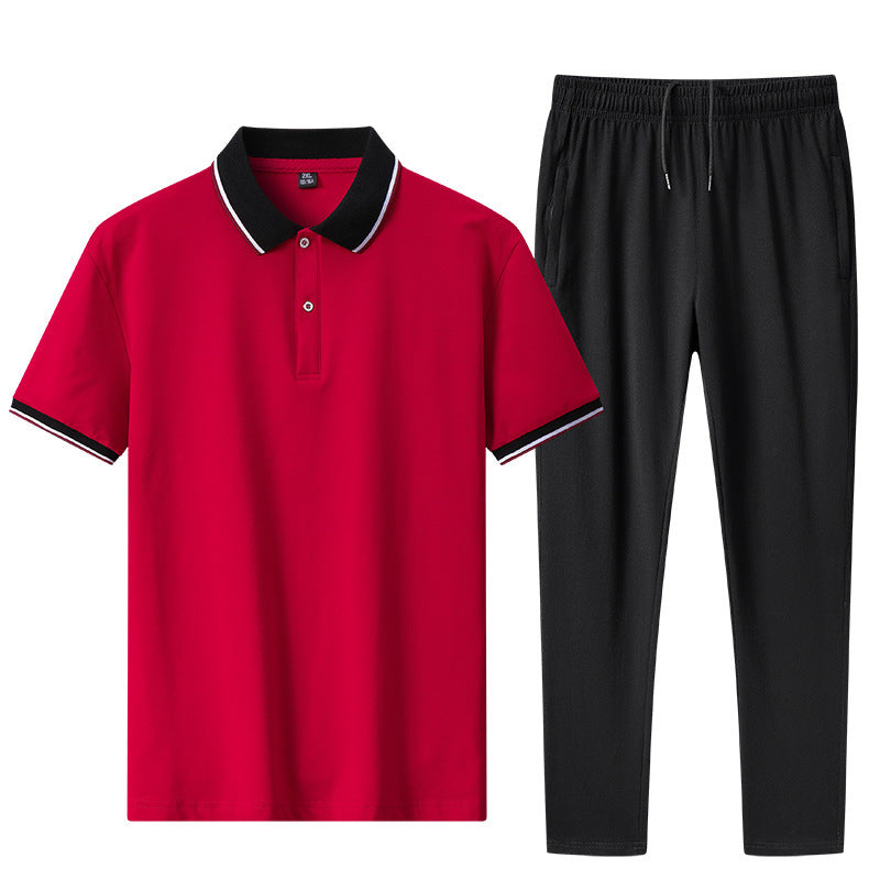 Herren Sportanzug Set Jogginghose Poloshirt Bequem