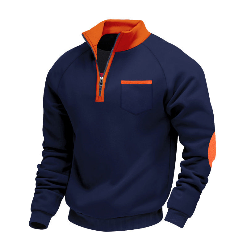 Herren Fleece Pullover Hochkragen Reißverschluss Sportlich