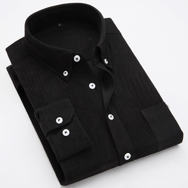 Herren Hemden Cord Button-Down Kragen Brusttasche Casual