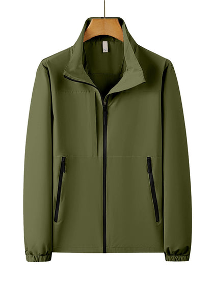 Herren Windjacke Leicht Reißverschluss Taschen Funktionell