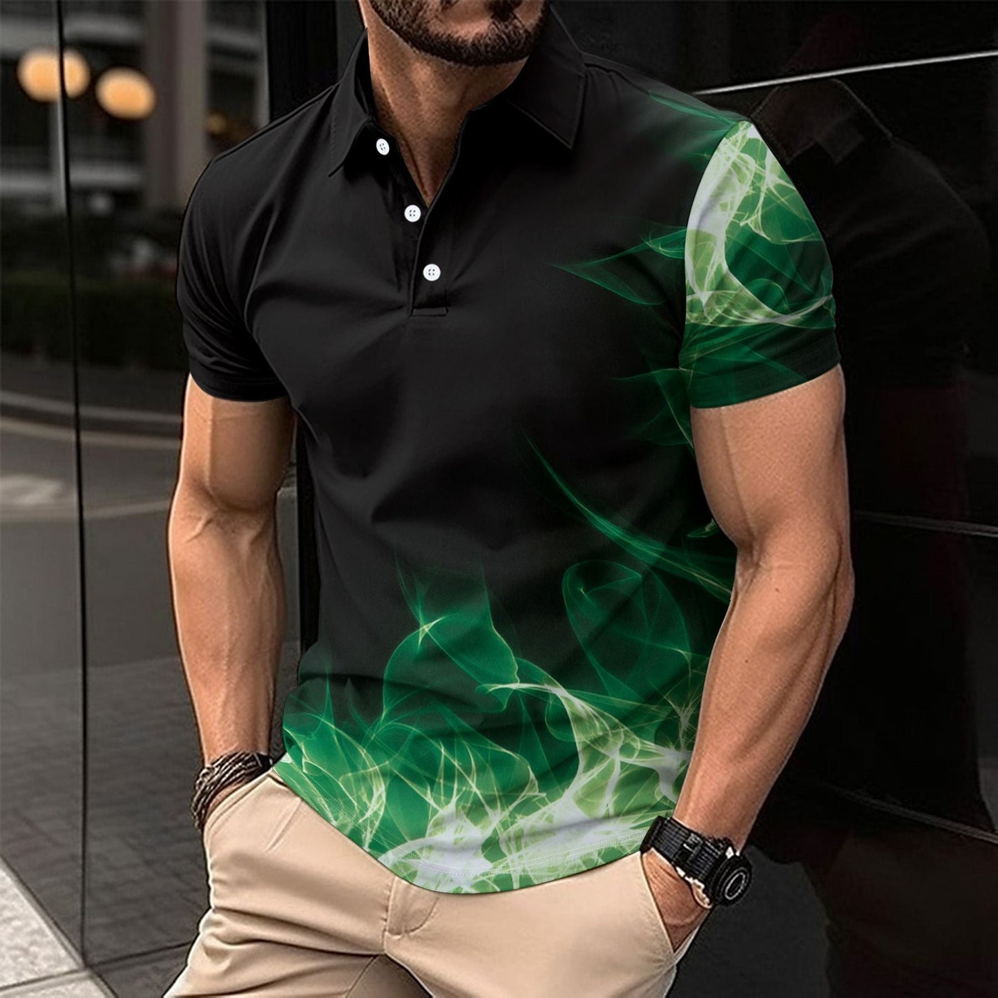 Herren Poloshirt Modern Atmungsaktiv Grafikdesign
