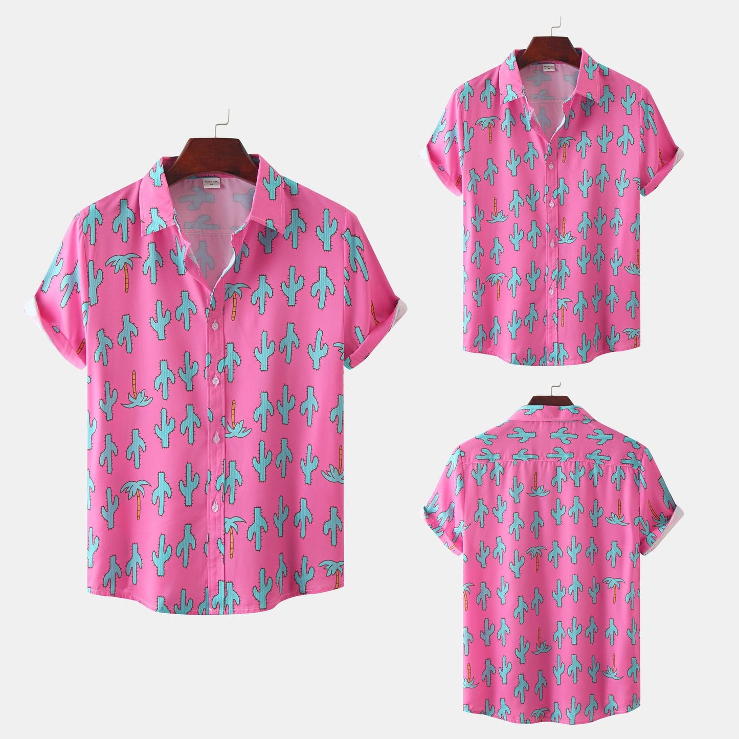 Herren Kurzarmshirt Kaktus Design Lässig Berlin - BerlinGlamour