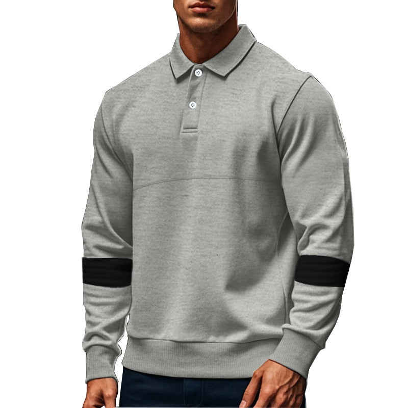 Herren Polo-Hoodie Modern Komfortabel Mit Kontrastärmeln